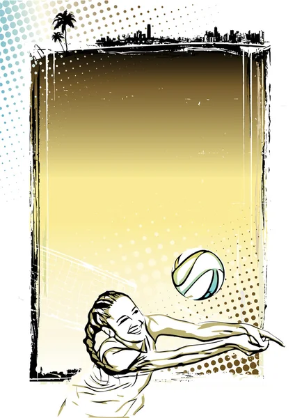 Beach volleyball poster background — Stock Vector
